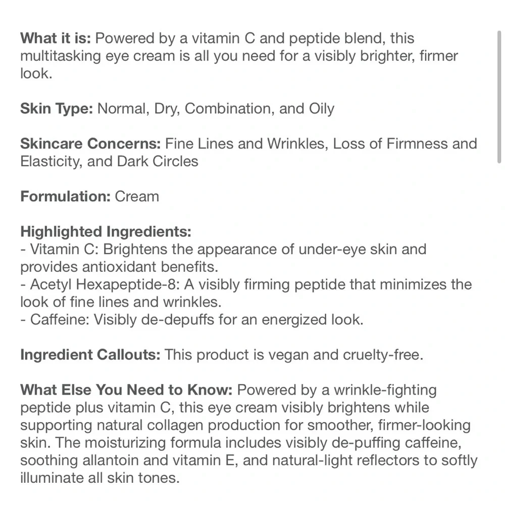 2/$50 🌈 NIB Full Size Summer Fridays Light Aura Vitamin C Peptide Eye Cream .5oz